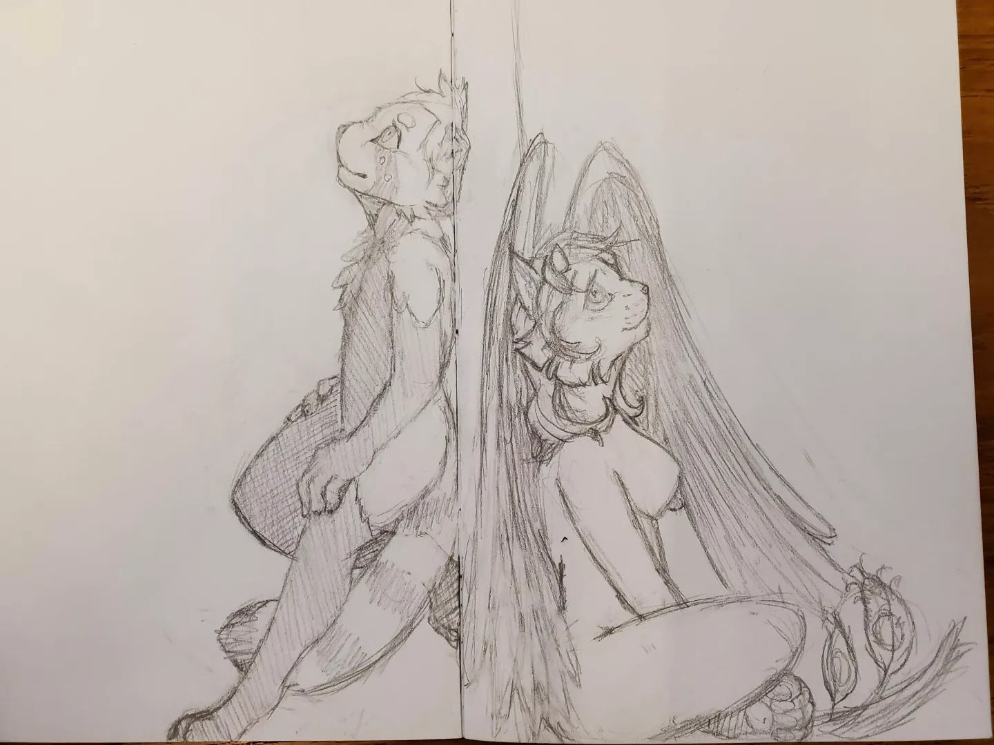 Now that I've finally designed 'sonas for my partner and I, I can go an make cute art like this! (art by me) [WIP] posted by Klondice