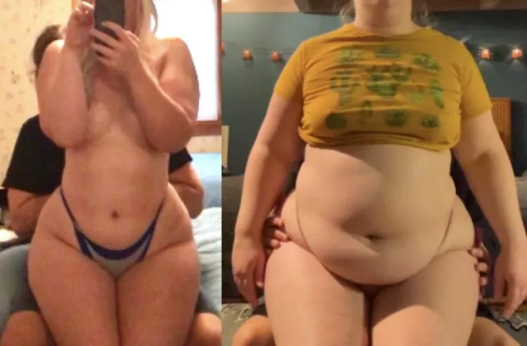 Now you see me, now you don’t (I’m behind her in both 😂) posted by myfatblondegf