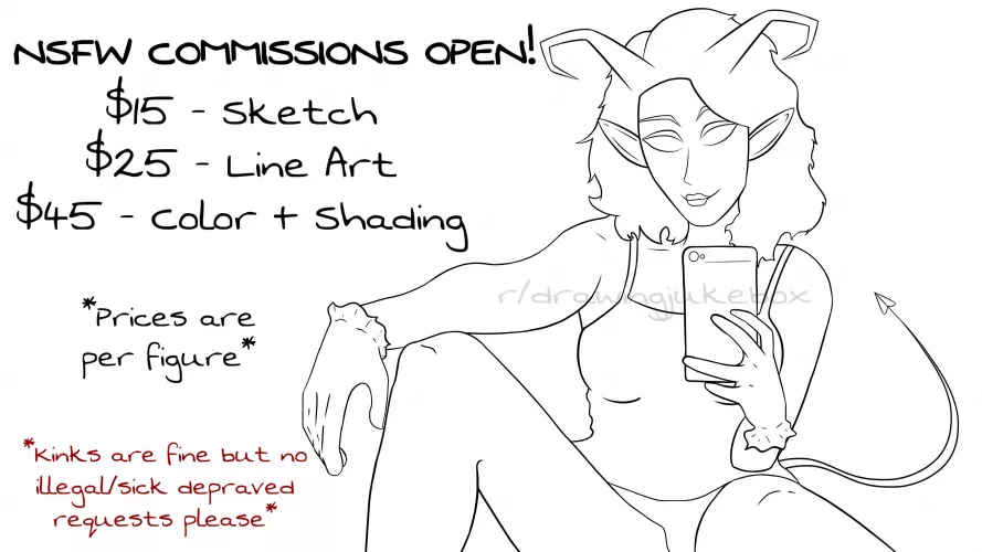 NSFW Commissions are open! If anyones looking for some fantasy/regular nsfw art feel free to dm! by drawingjukebox
