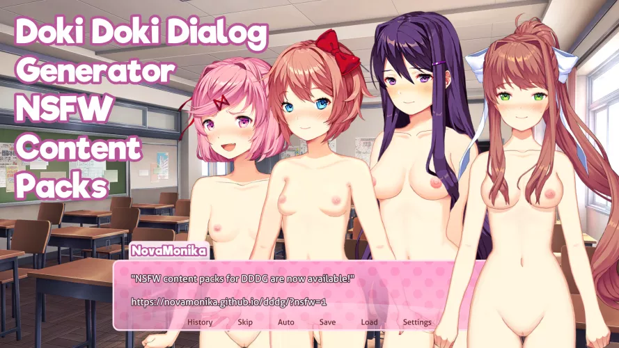 NSFW Content Packs for Doki Doki Dialog Generator (Monika, Natsuki, Sayori, Yuri) [NovaMonika, EroEiyuu, Lunatic_Rabbit] by NovaMonika
