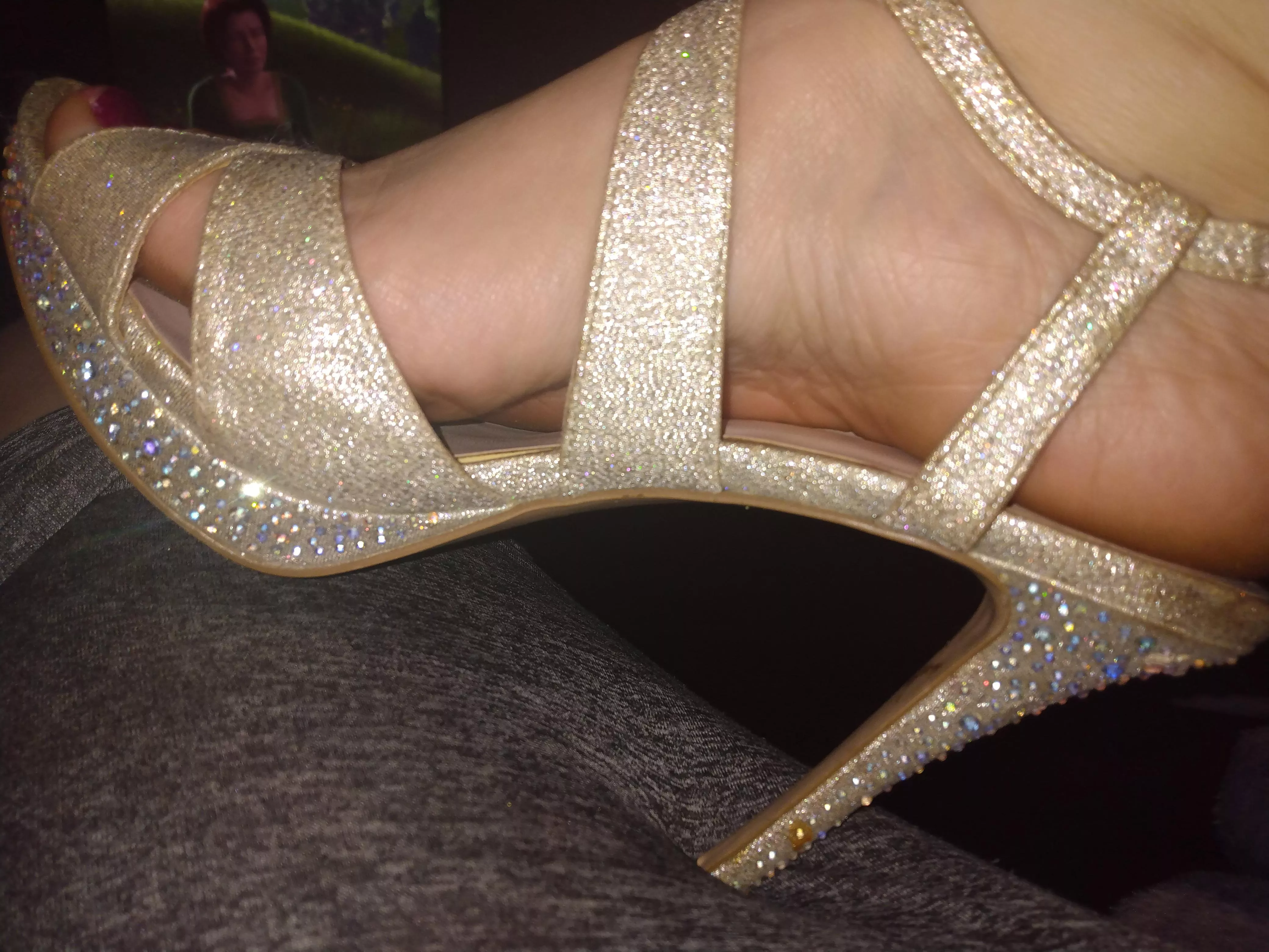 Obsessed with my sparkly heels, I bet you're too🤤 posted by Sweet_Barefeet