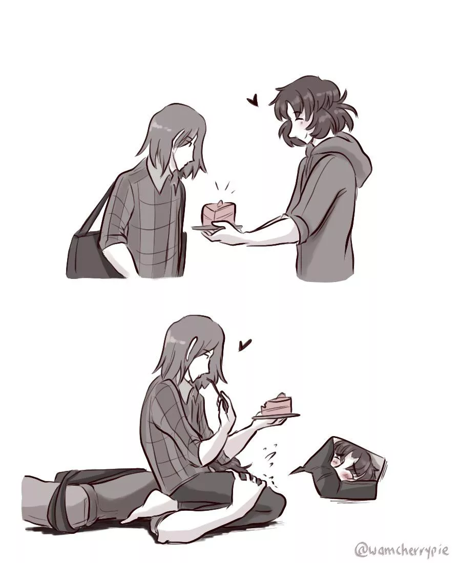 [OC] He gives her cake, he gets *her* cake ♡ posted by wamcherrypie