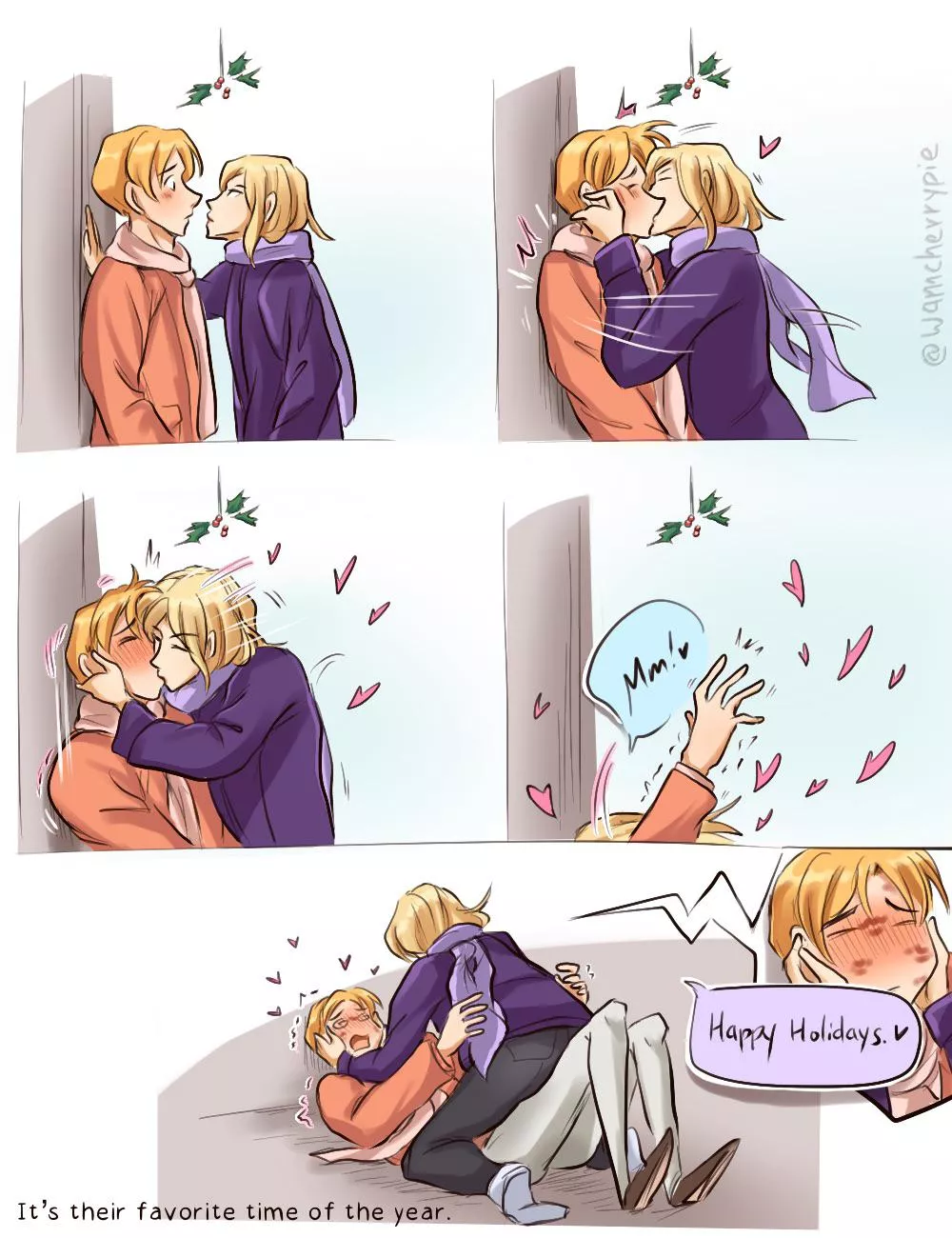 [OC] In spirit of the (kinky) holidays, she kisses him until he’s a stammering and blushing mess ♡ posted by wamcherrypie