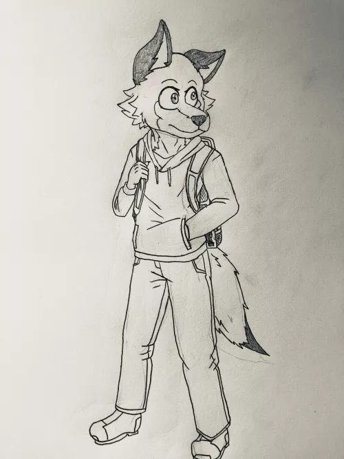 OC | My fursona (Pyle) who I drew during class. by OreoLegosi