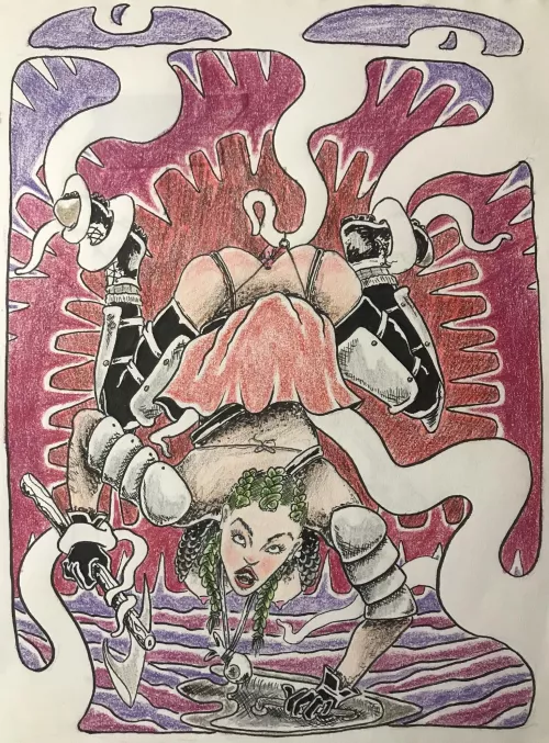 (Oc) some line art and a little bit of colored pencils from the other day by Holdup_pause