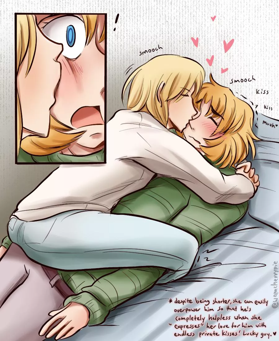 [OC] Submissive guy gets held down lovingly and kissed gently by strong gf ♡ posted by wamcherrypie