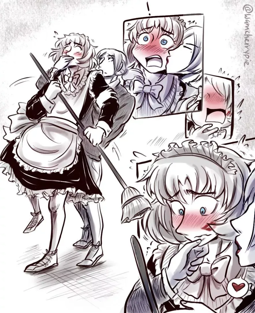 [OC] Teasing your maid boy while he’s doing chores ♡ posted by wamcherrypie