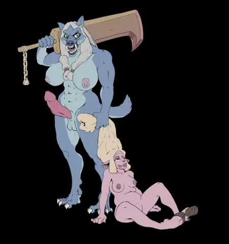 [OC] WIP of a futa werewolf and their prey by SheerDaimon