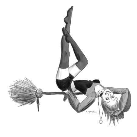 [OC] Witch showing off on her broom, done for Drawtober 2020 by gingersnpdraws