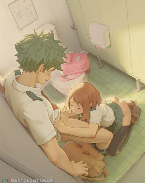 Ochaco showing Deku what she's been learning (Artist - Bartolomeobari) by Satikuromi