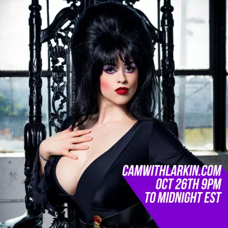 Oct 26th Elvira cosplay cam show ALERT - 9pm to midnight EST at CamWithLarkin.com, link in comments by larkinlove