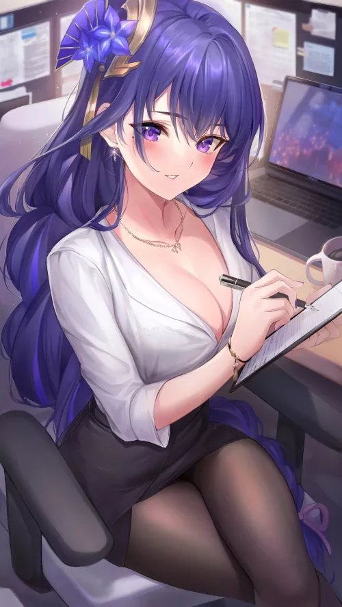 Office Lady Raiden [Genshin Impact] by CheetahSperm18