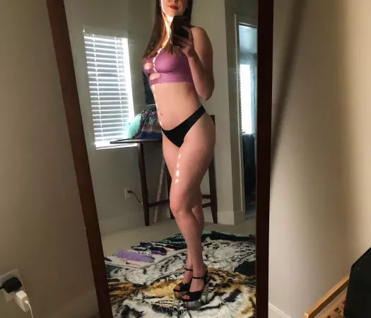 oh this? yea I just wear it around the house 🙃long legs + thong + sideboob ✨6ft-something in these stripper heels [f] by merrymaryjane69