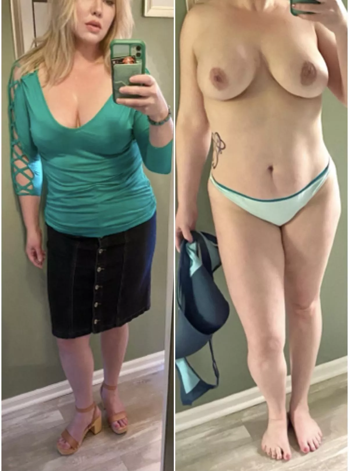 On / offs are hard. My nude side came out bigger than clothed 🤷‍♀️. Oh well, you don’t mind right? F45 posted by emmgemm80