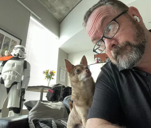 One never eats alone when one has a chihuahua. by jomu1074