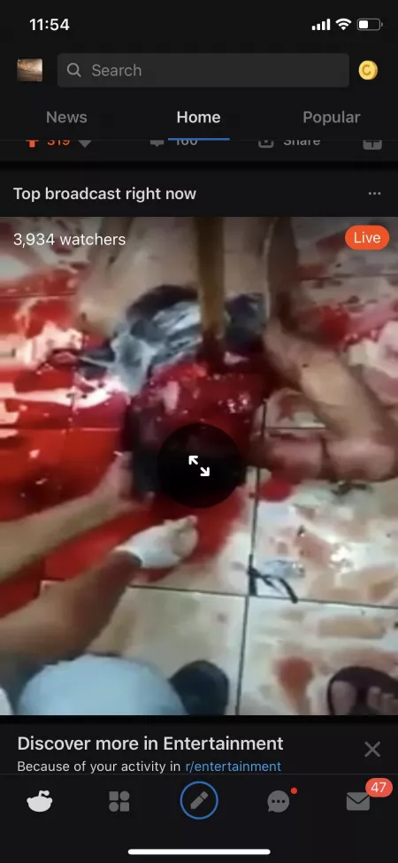 One of the Reddit broadcasts on my feed was some fucked up cartel gore by mistermcsenpai