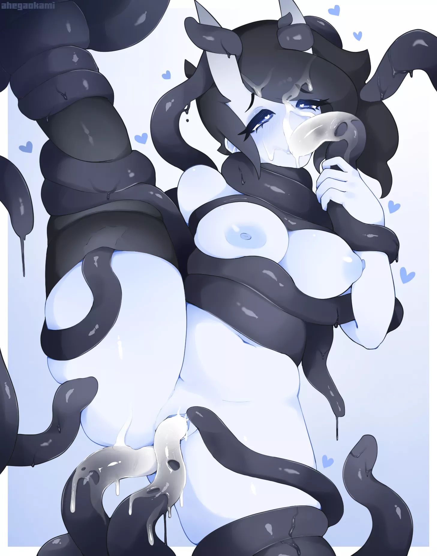 Oni with some very cuddly tentacles (ahegaokami) (female) posted by ahegaokami