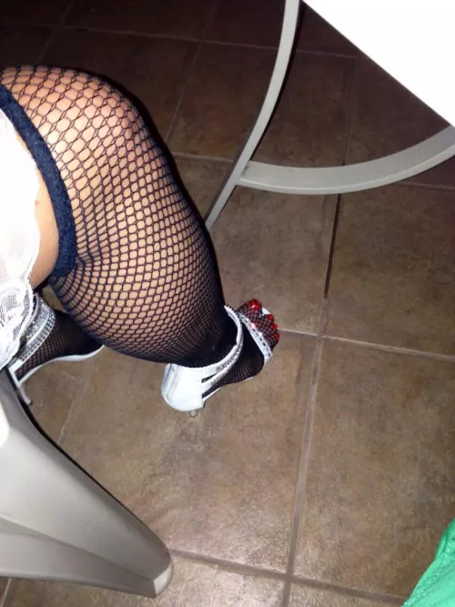 Only way hubby will allow me to cover my feet and legs are with fishnet stockings. Closed toed heels aren’t allowed in our house by Princessmilffeet