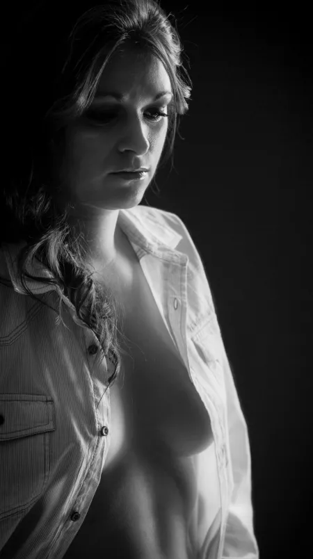 Open shirt boudoir in black and white by cbsalty