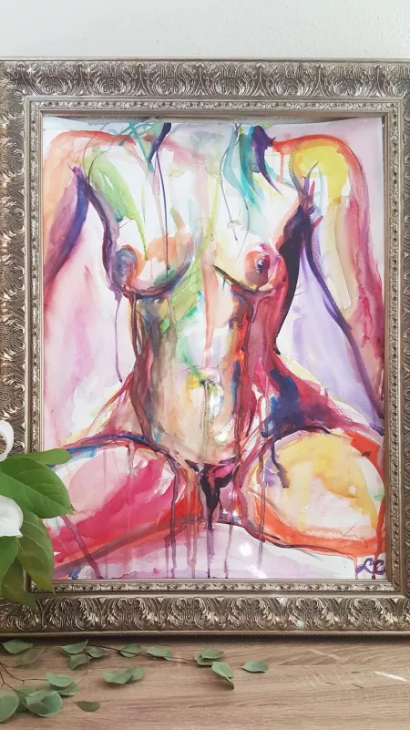 Original Nude Watercolor Painting of Ginger Banks Etsy link to purchase in comments 💕 by blonde234