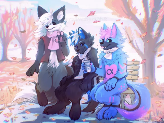 Our days together in the fall~ (OC art @maimoonrabbit) by maimairabbit