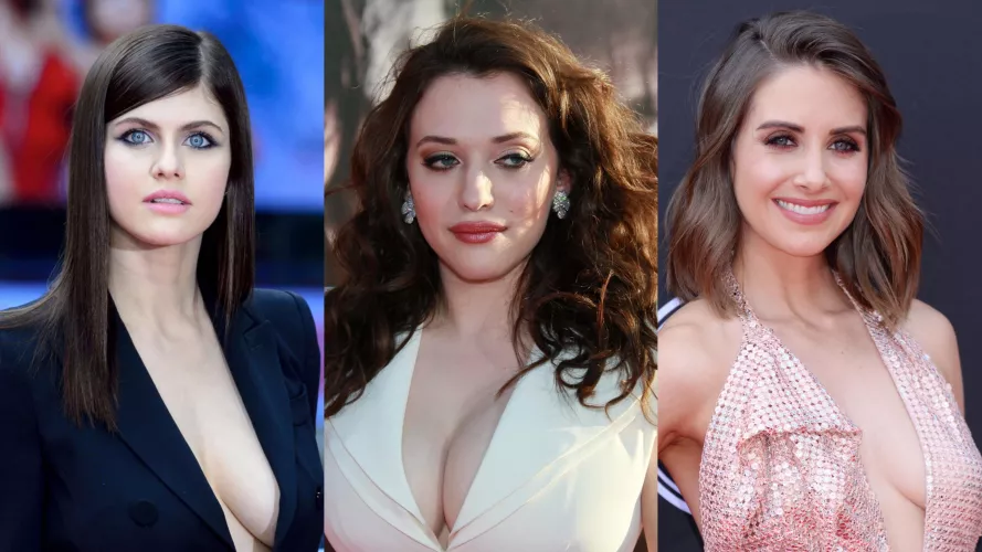 Out of this trio of busty blue-eyed brunettes, for who do you cum to the most? (Alexandra Daddario, Kat Dennings, Alison Brie) by Stanley_Elkind