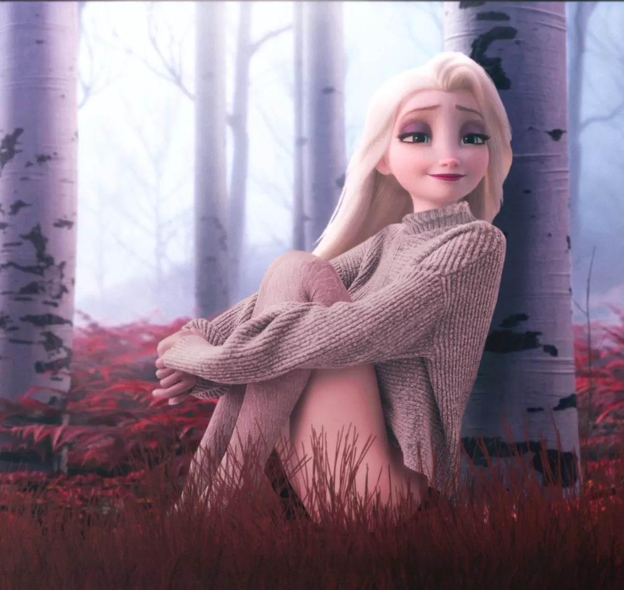 Pantieless Elsa enjoying a misty morning in the Northuldra forest. posted by Rastifan