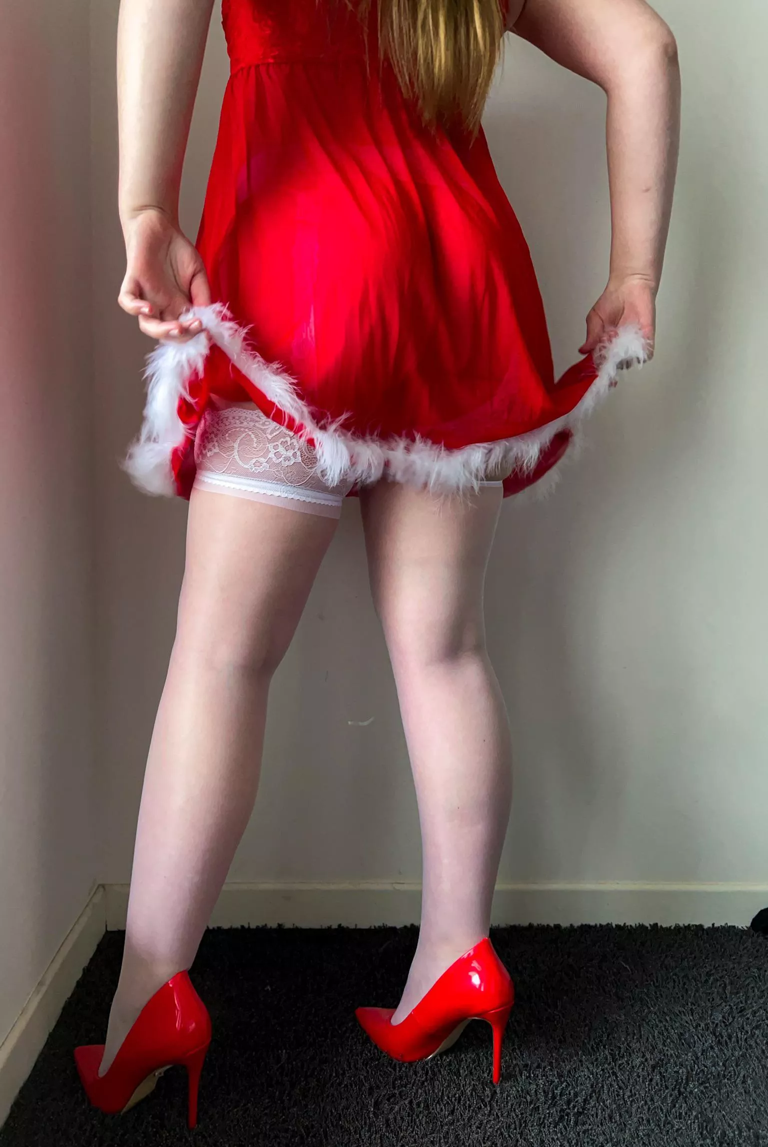 Partly white and partly red lingerie :) posted by ThelingeriePrincess