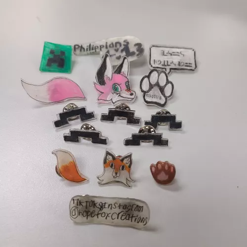 Past few days I've been making my own pins out of heat shrink plastic. Hope you like them! by HopeFoxCreations