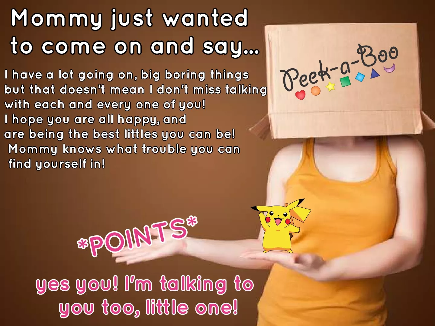 💖🚀🌻 *peeks in* 🌻🚀💖 Mommy misses you all! Check out my little message 💖 posted by Soft_Bullfrog