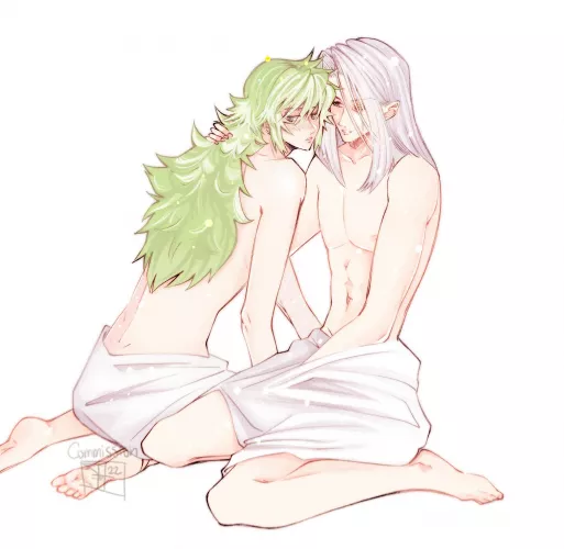 Pegasus from Yugioh and N from pokemon share a tender moment by Cold_Pressure5351