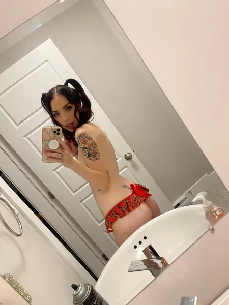 people think i'm an innocent shy girl. 😇 $3.50 sale on my page. 🔥 come watch me dress up as a school girl, show my tits, & suck cock. 🥵 link in comments. by strawbeariemilkxo