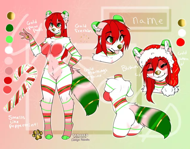 Peppermint Candy Cane Raccoon Adoptable OPEN by nebu-ta