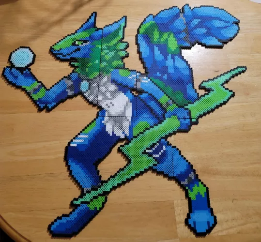 Perler Art of my sona! (Based on pixel art by silly rat on Zor discord) by NavarreLuce