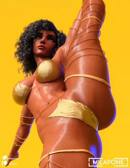 Pharah's daily stretch (Milapone) by Kuro-Oji