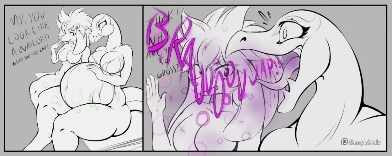 Pheromone burps (by me, Sassylebraix) [furry] [salazzle] [pregnant] [burp] by manly_braixen