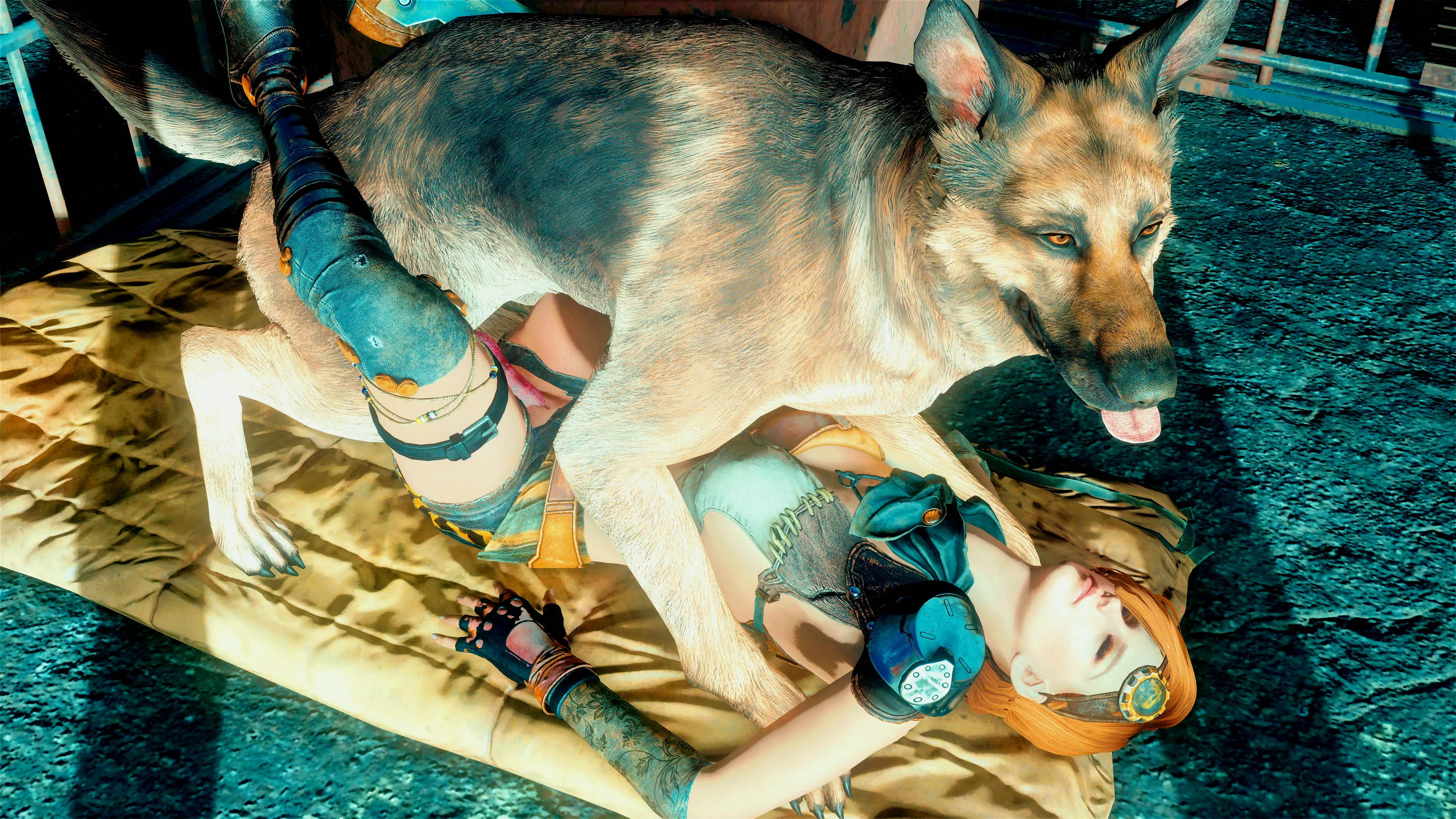 Picture made by me, Maxp8147. Dogmeat couldn't wait for her to undress (Fallout 4) posted by maxp8147