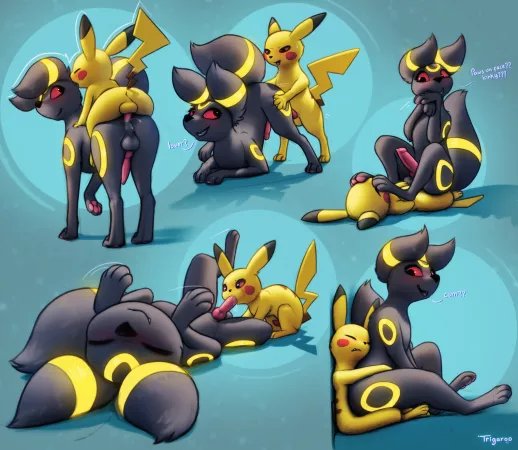 Pikachu and Umbreon [Trigaroo] by taliasSylv