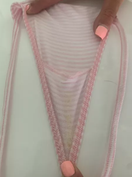 pink and white striped g-string. Crusty and cummy and ready for more 😉 by naughtyandsweet143