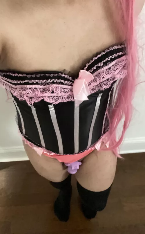 Pink corset & tiny pink cage by sparktimmy