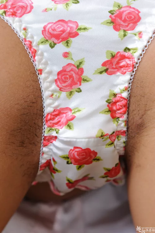 Pink floral on white by panty_overload