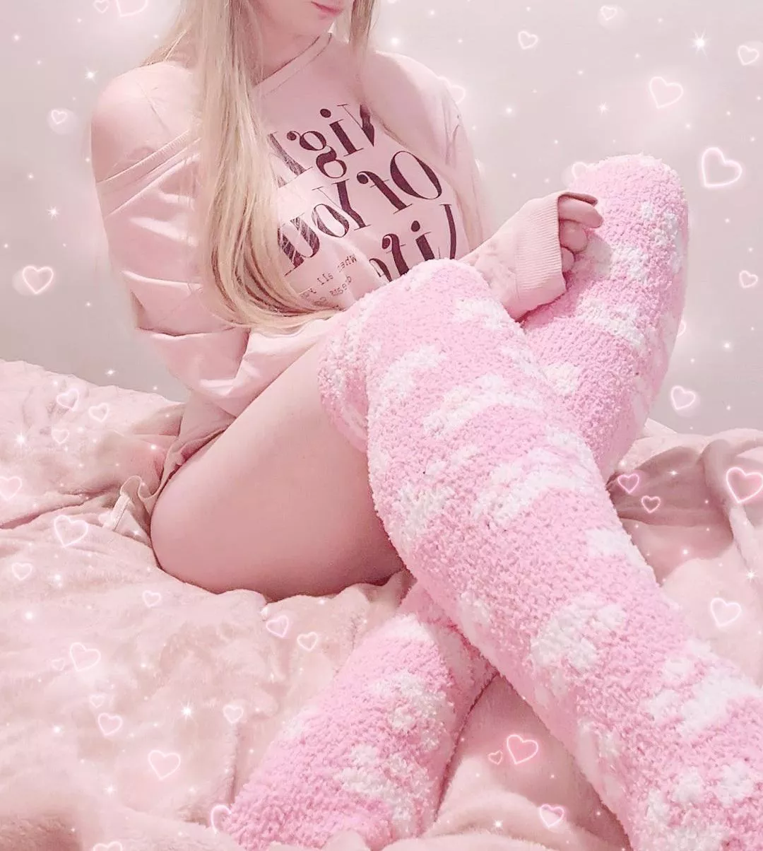 Pink pyjama day! 💗 Do you like my fluffy socks? posted by LittleSophieBoo