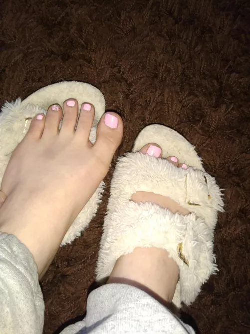 Pink toes and fuzzy slippers. Would you love them after i wore these all day by Daniella_222