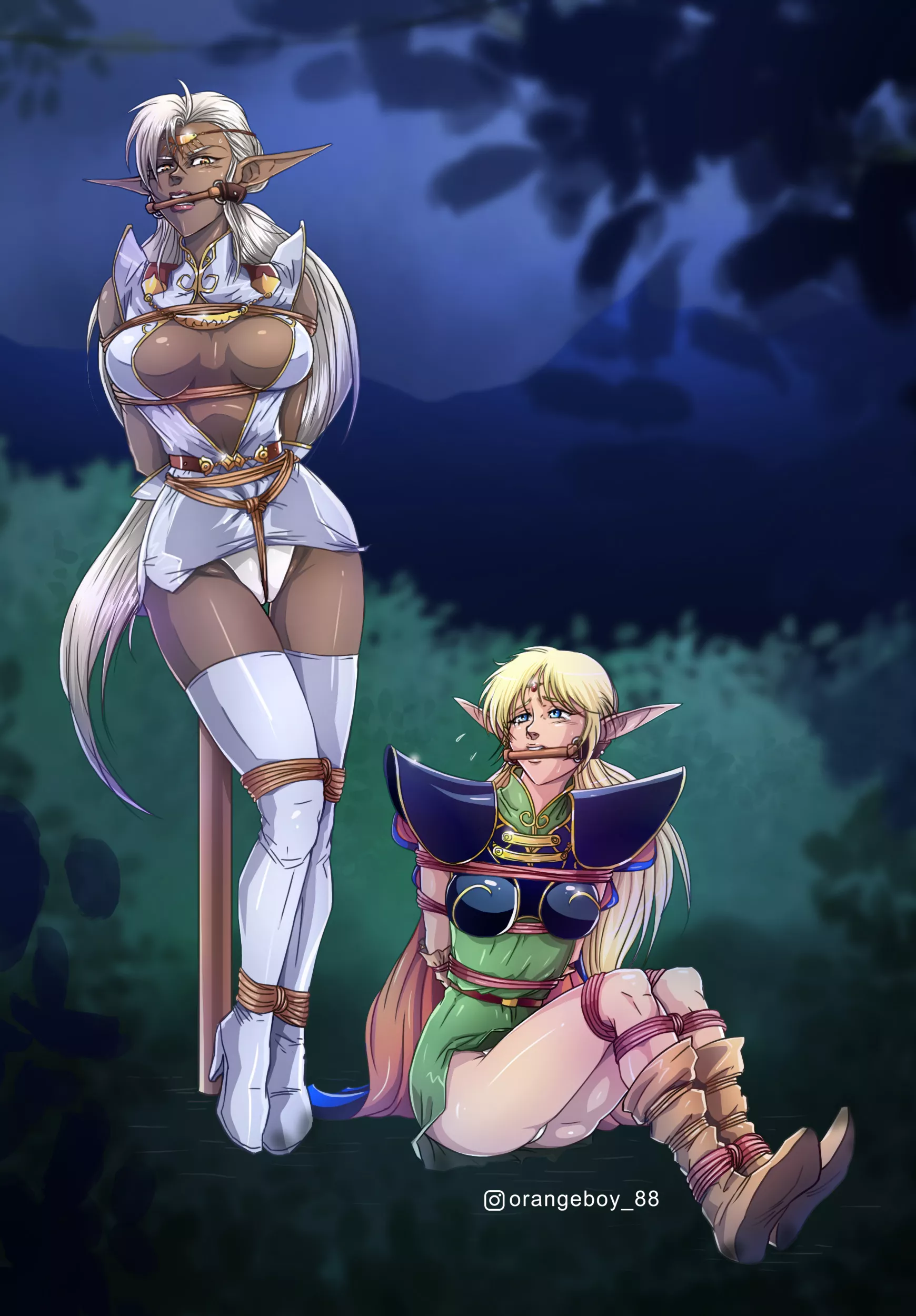 Pirotess and Deedlit Trapped (Orange Boy) [Record of the Lodoss War] posted by hewhocumsbynight