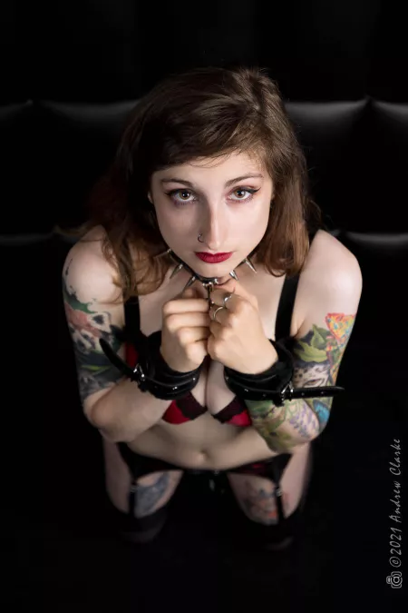 Please? I'm on my knees begging for you! Cuffs tied to my collar. I'm yours to play with. by BratKingKit