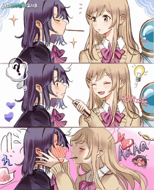 Pocky game [Adachi to Shimamura] by Natsu_1000