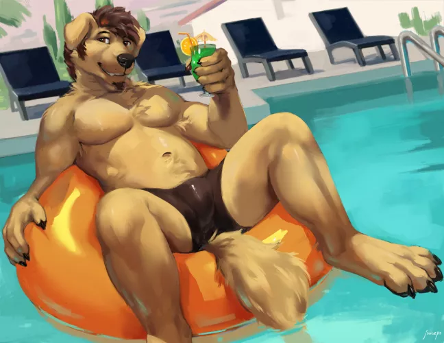 Pool party doggo (Juiceps) by TangentYoshi
