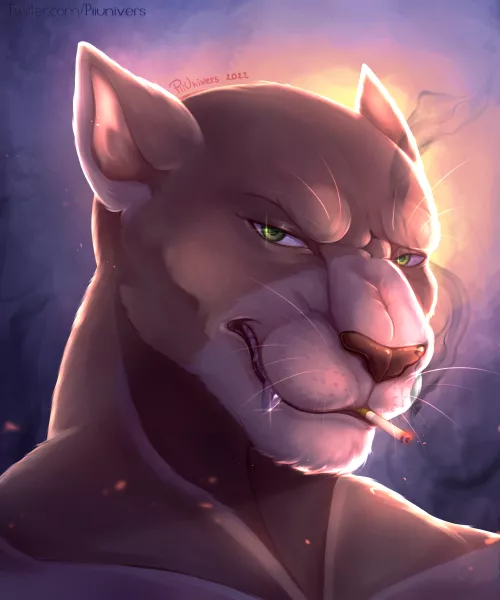 Portrait of a Panther Guy Smoking a Cigarette (artist: me, Twitter @Piiunivers) by Piiunivers