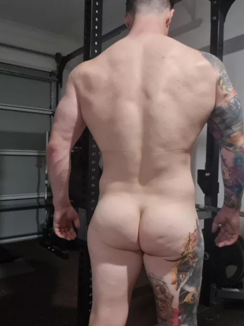 Post gym backshot by InkedUncut