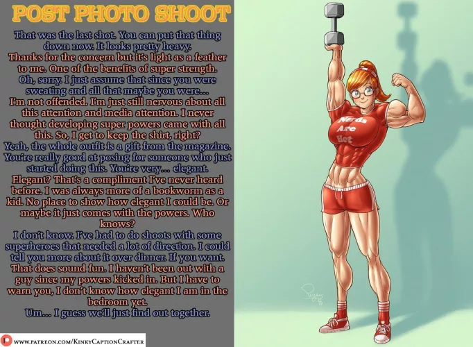Post Photo Shoot [light femdom][muscle girl][implied sex] by KinkyCaptionCrafter